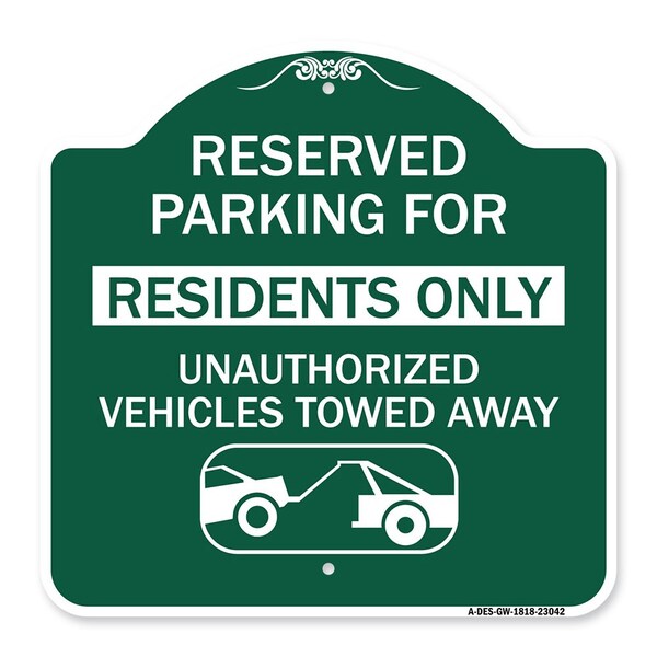 Reserved Parking Reserved Parking for Residents Only Unauthorized Vehicles Towed Away, GW-1818-23042